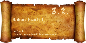 Bakos Kamill névjegykártya